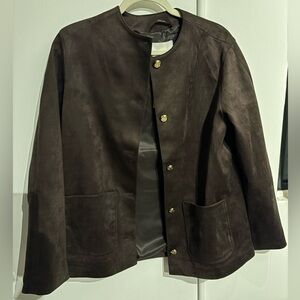 H&M Dark Brown Faux Suede Jacket